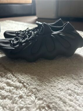 Yeezy Kids All-Black Sculpted Slip-On Sneakers